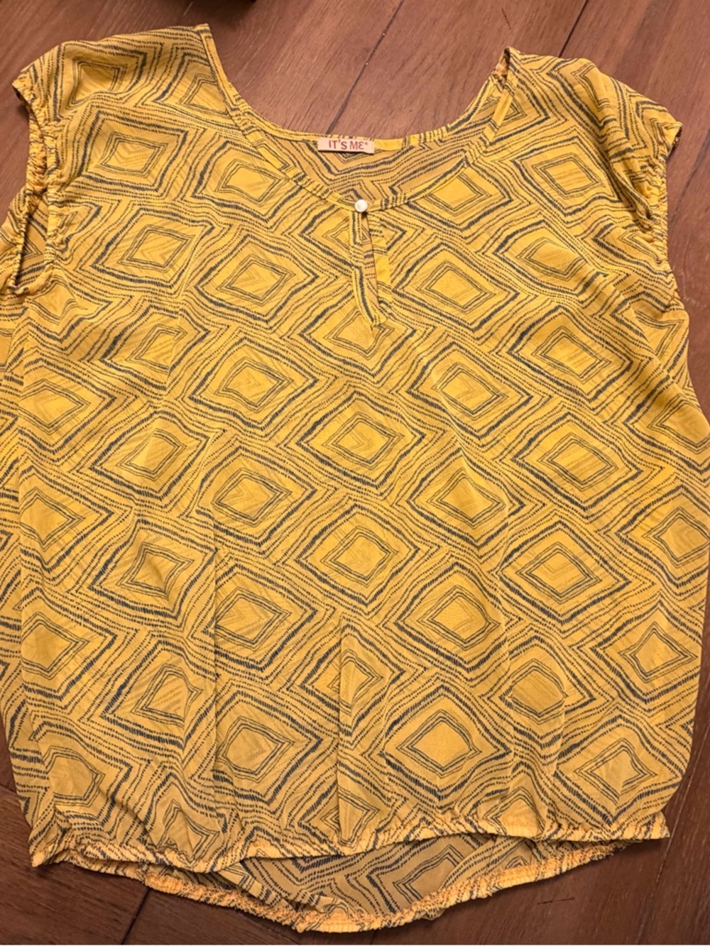 Womens Yellow Geometric Print Blouse